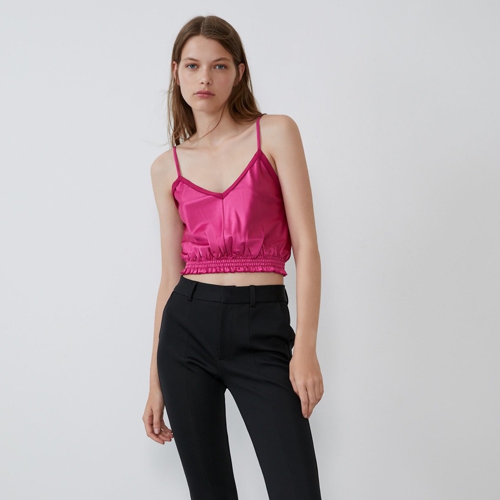 ZARA HOT PINK CROP TOP